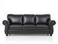 Canapé 3 places-Simili cuir-214 x 90 x 86 cm-Noir-Classique