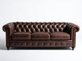 Canapé 3 places - Cuir synthétique-bois - 230x96x83 cm - Marron cognac - Chesterfield