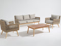 Canapé de jardin - rotin - bois - 210x72x78 cm - beige-naturel - style naturel