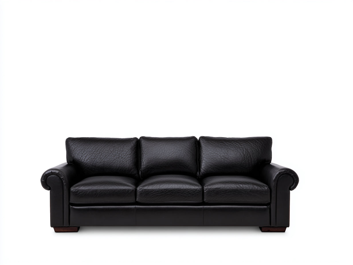 Canapé 3 places - Cuir synthétique - 212x91x86 cm - Noir - Classique