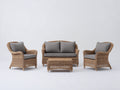 Canapé de jardin - rotin - 182x84x86 cm - naturel-gris foncé - style rustique