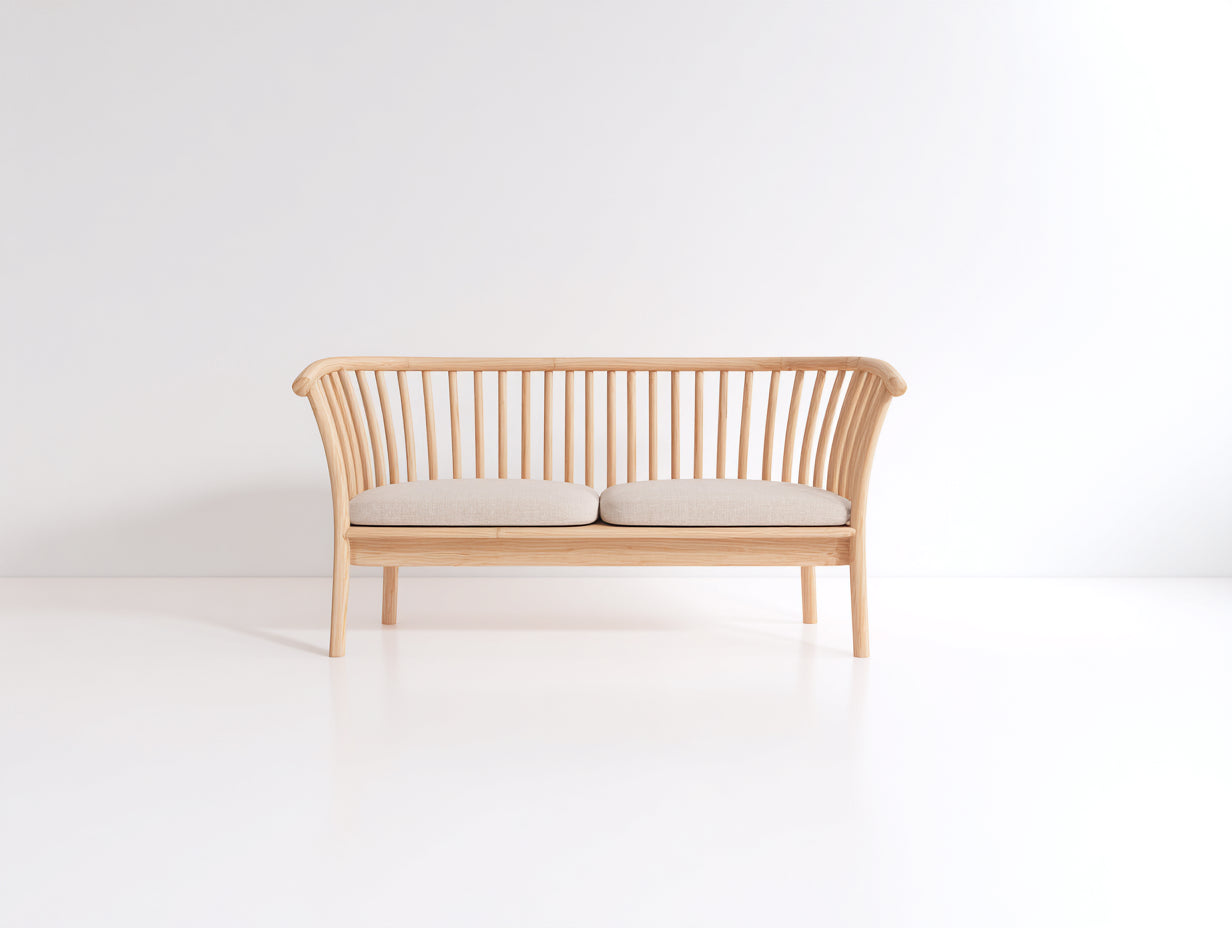 Banc de jardin-Bois-Tissu-172 x 64 x 82 cm-Bois clair-Beige-Scandinave