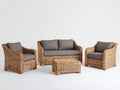 Canapé de jardin - rotin - 178x82x84 cm - naturel-gris brun - style rustique