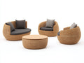 Canapé de jardin - rotin - bois - 195x92x76 cm - naturel-gris foncé - style organique