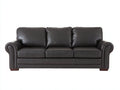 Canapé 3 places - Cuir synthétique-bois - 215x92x86 cm - Marron chocolat - Classique