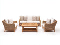 Canapé de jardin - rotin - bois - 212x84x86 cm - naturel-écru - style classique