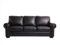 Canapé 3 places - Cuir synthétique-bois - 218x93x87 cm - Noir - Classique