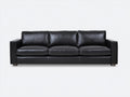 Canapé 3 places-Simili cuir-220 x 86 x 78 cm-Noir-Moderne