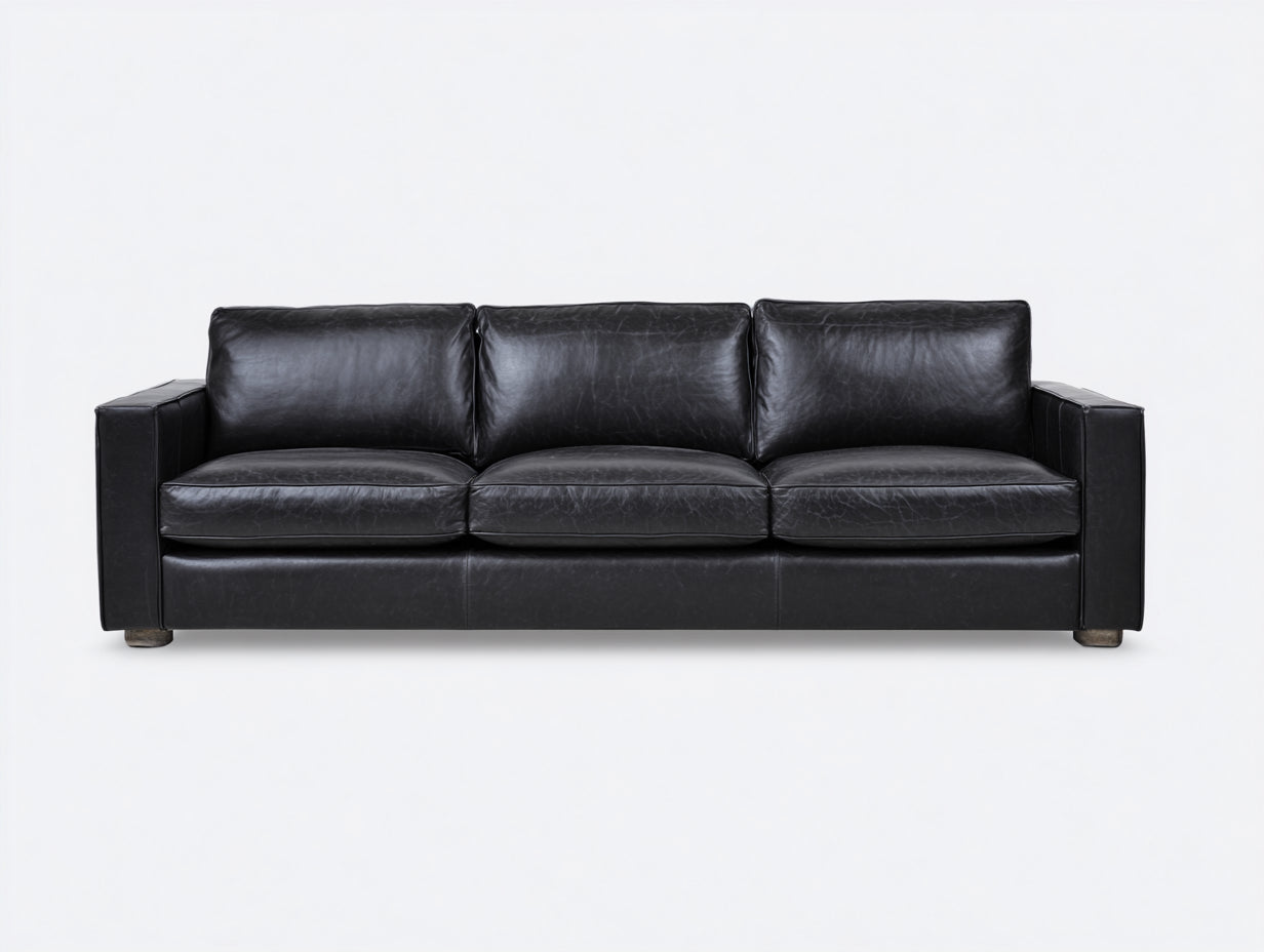 Canapé 3 places-Simili cuir-220 x 86 x 78 cm-Noir-Moderne