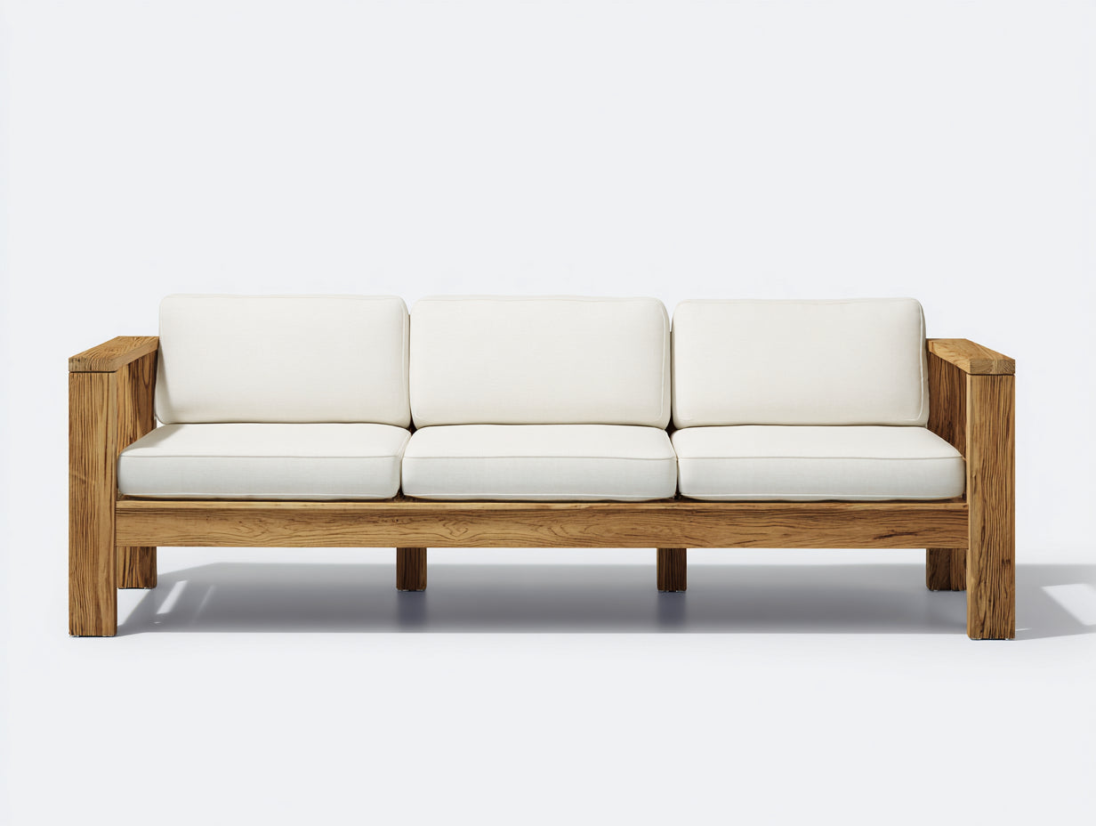 Canapé de jardin - bois - 228x88x80 cm - naturel-blanc - style contemporain