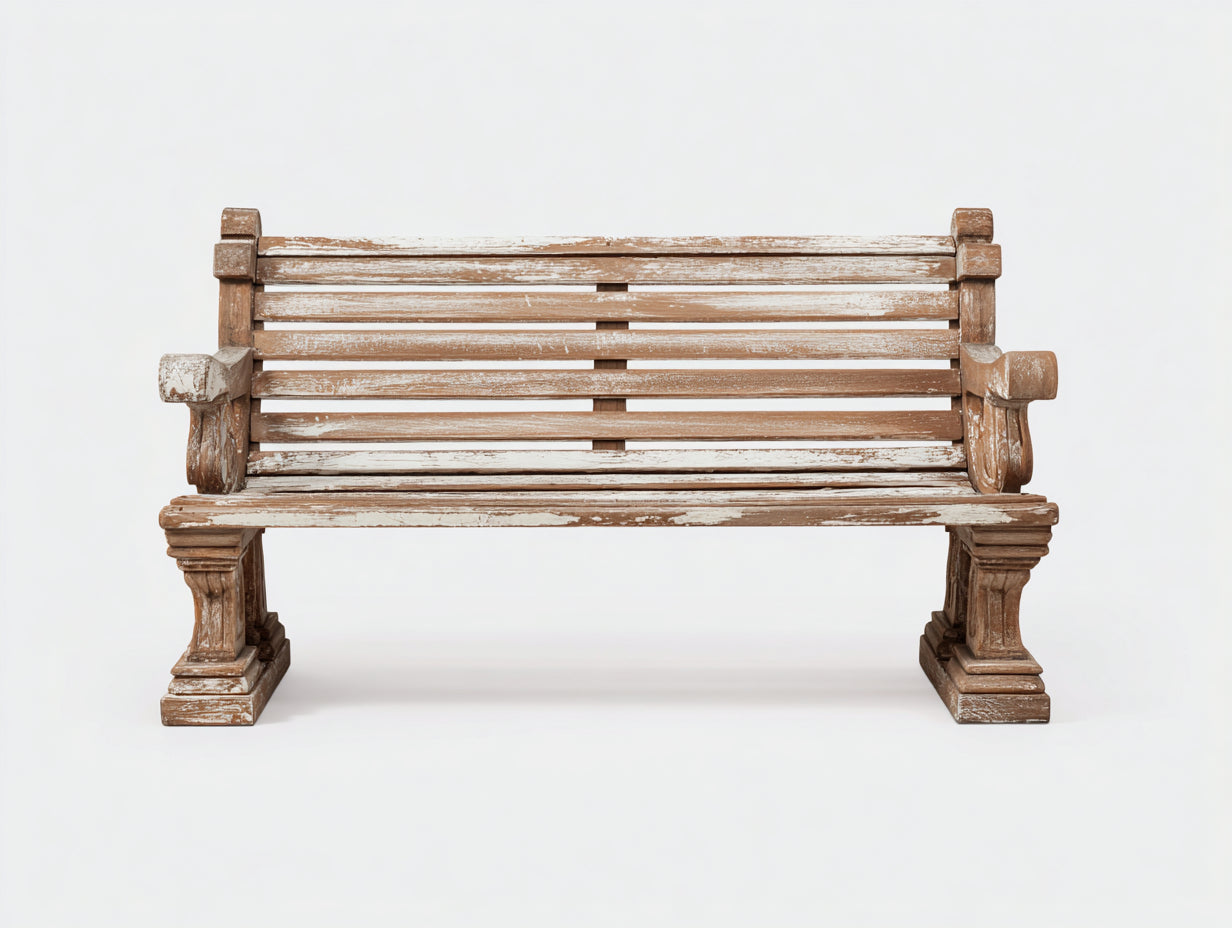 Banc de jardin-Bois-155 x 62 x 88 cm-Marron clair-Blanc-Vintage