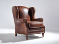 Fauteuil à oreilles - Cuir synthétique - 83x86x114 cm - Marron cognac - Classique