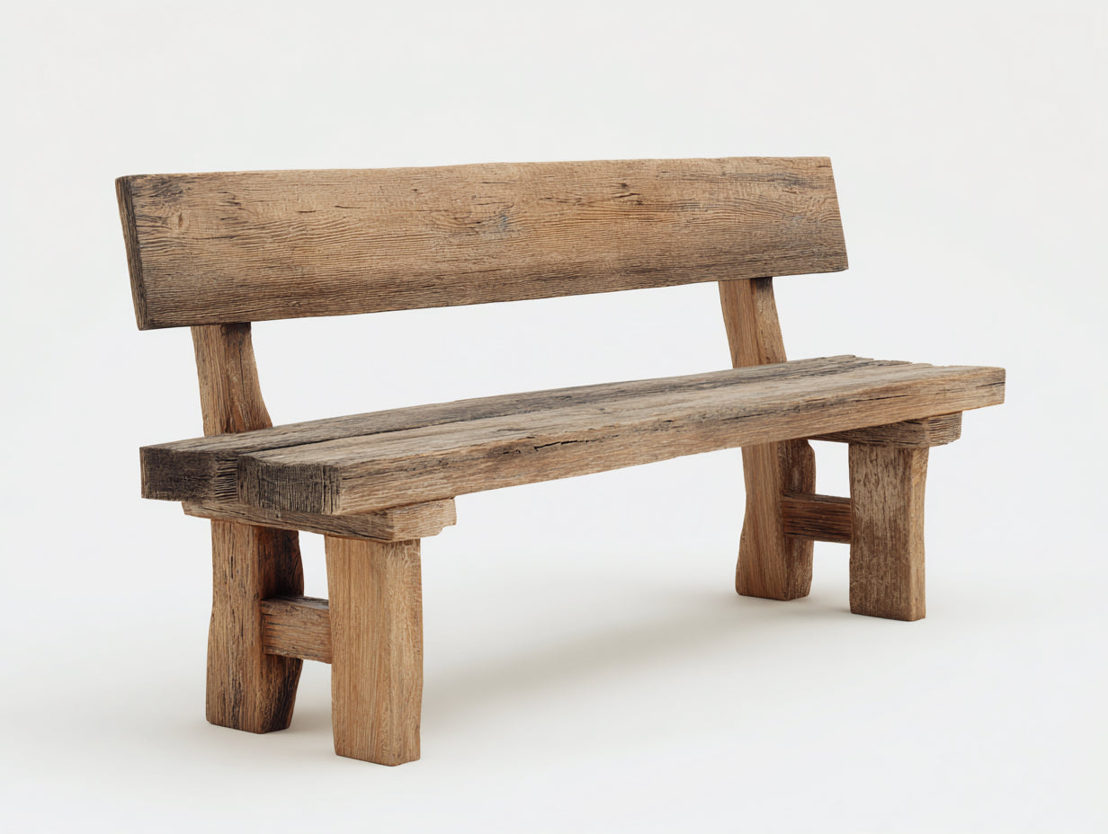 Banc de jardin-Bois-150 x 52 x 82 cm-Bois naturel-Rustique