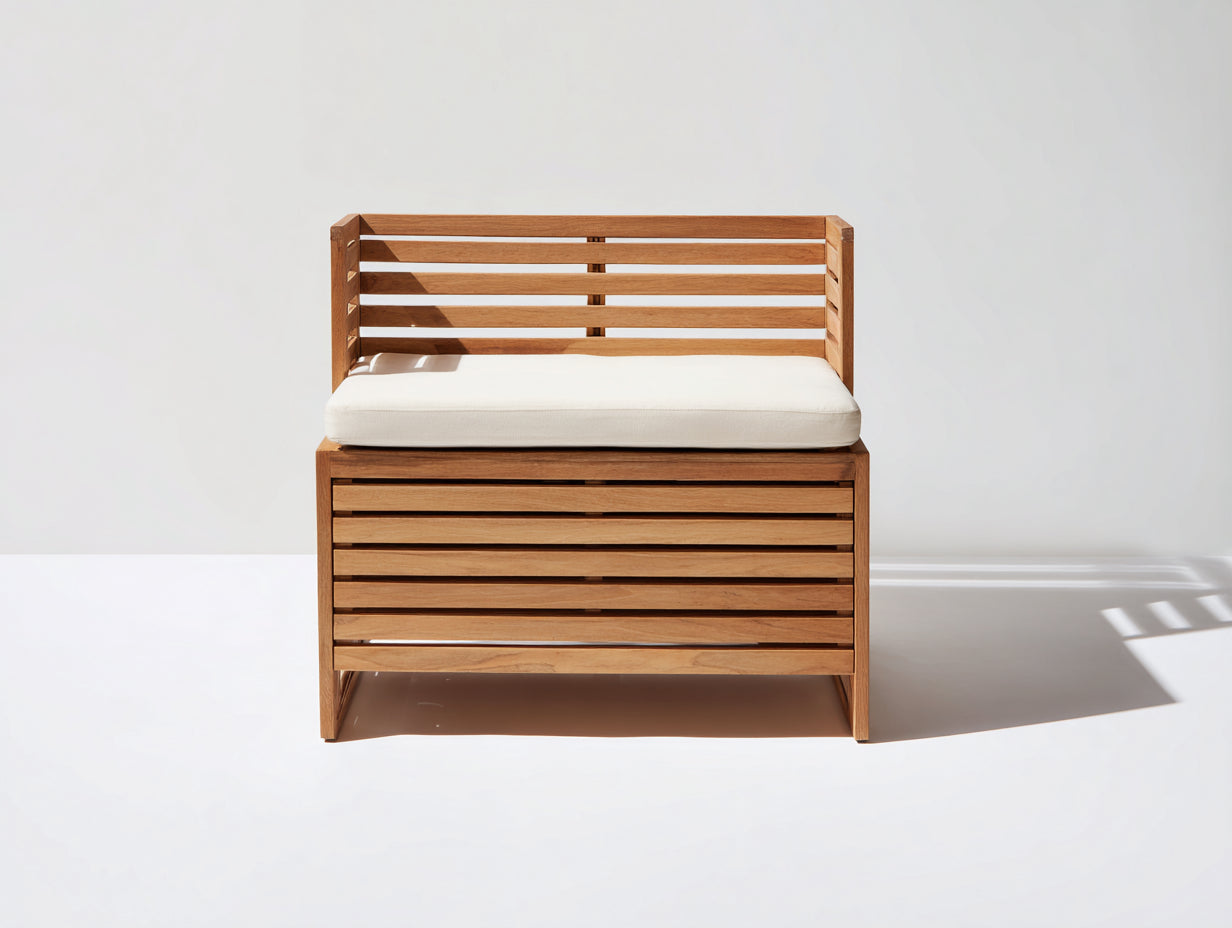 Banc de jardin-Bois-120 x 58 x 86 cm-Marron naturel-Blanc cassé-Moderne