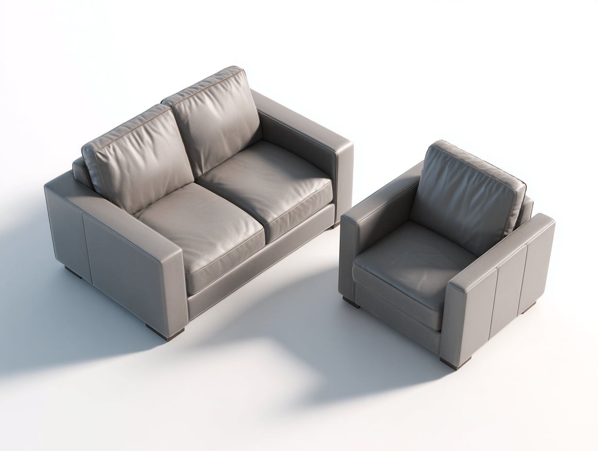 Ensemble de canapés - cuir synthétique - 178x88x82 cm - gris clair - style moderne