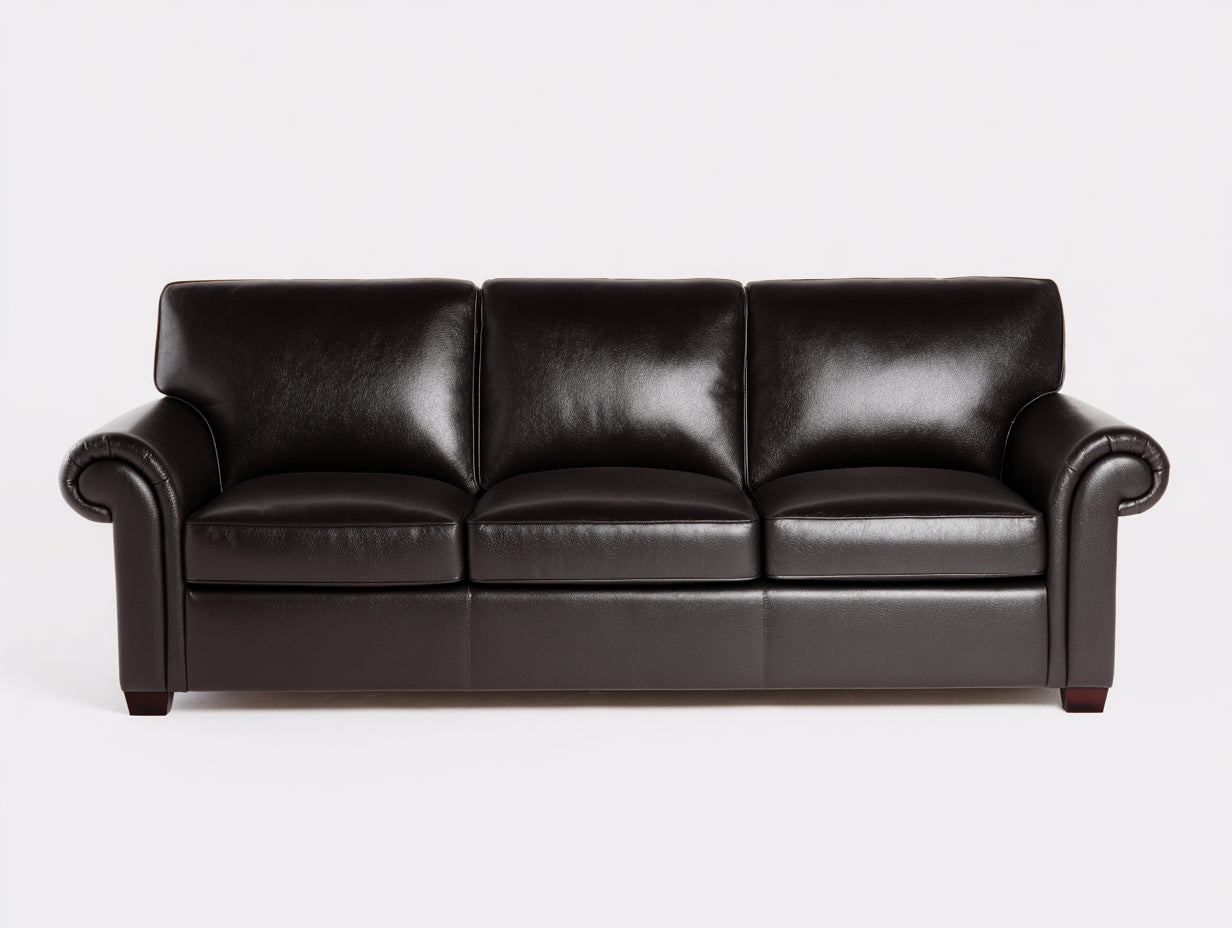 Canapé 3 places-Simili cuir-210 x 88 x 86 cm-Noir-Classique