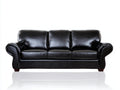 Canapé 3 places-Simili cuir-208 x 92 x 84 cm-Noir-Traditionnel