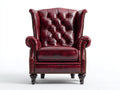 Fauteuil à oreilles - Cuir synthétique - 87x89x116 cm - Rouge bordeaux - Chesterfield