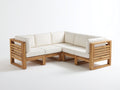 Canapé de jardin - bois - 248x248x82 cm - naturel-blanc cassé - style contemporain