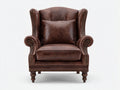 Fauteuil à oreilles - Cuir synthétique - 85x88x113 cm - Marron chocolat - Rétro