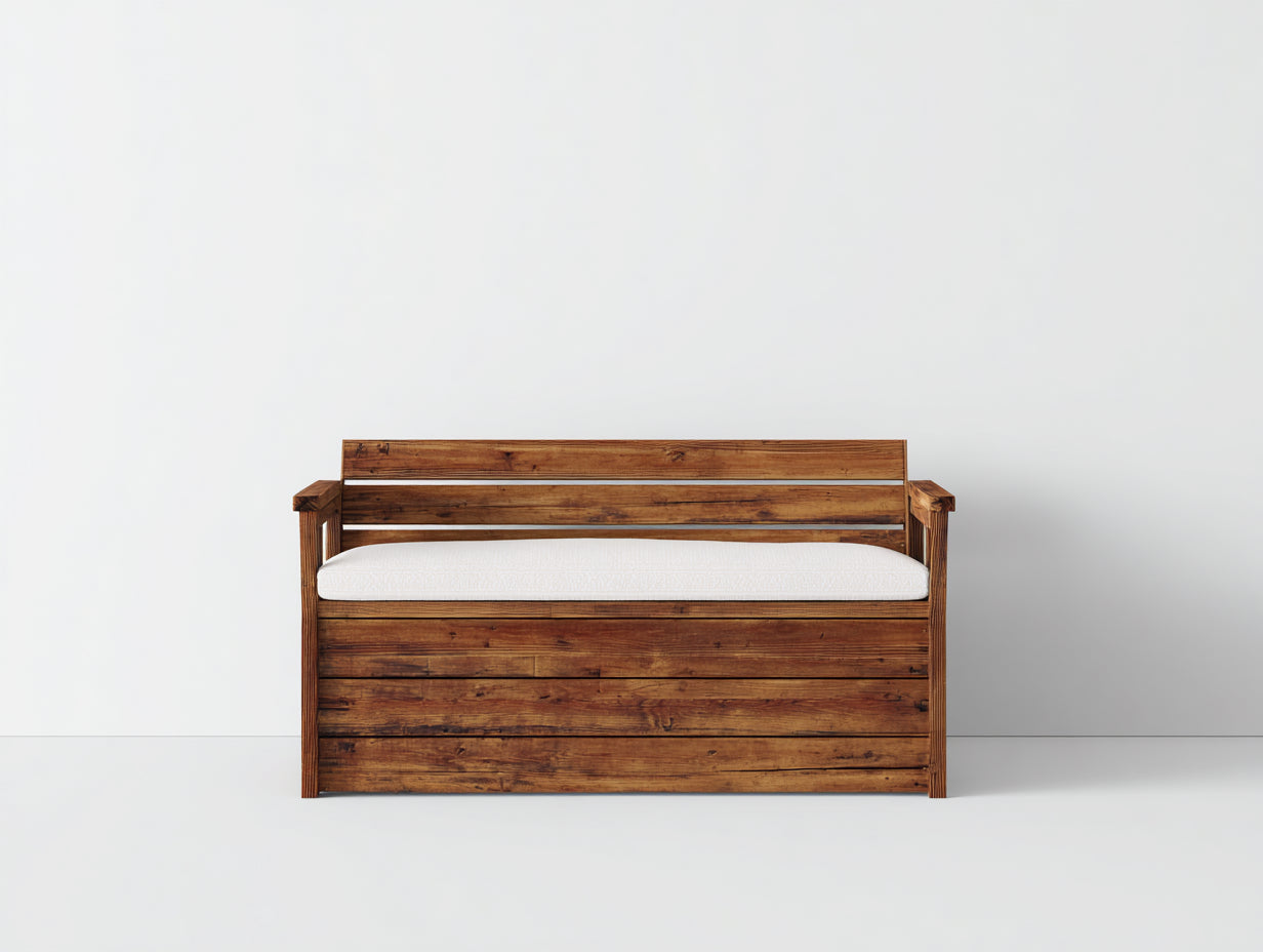 Banc de jardin-Bois-Tissu-170 x 56 x 82 cm-Marron foncé-Blanc-Moderne rustique