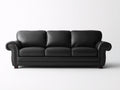 Canapé 3 places - Cuir synthétique-bois - 221x94x85 cm - Noir - Classique